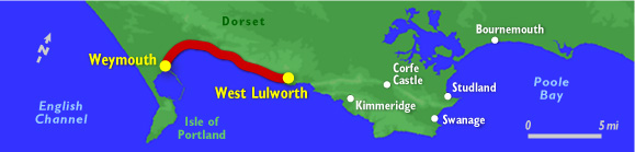 MAP West Lulworth to Weymouth